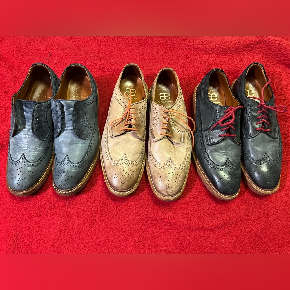 Allen Edmonds Men's Wingtip Oxfords - Blue, Tan, and Black 10D/E